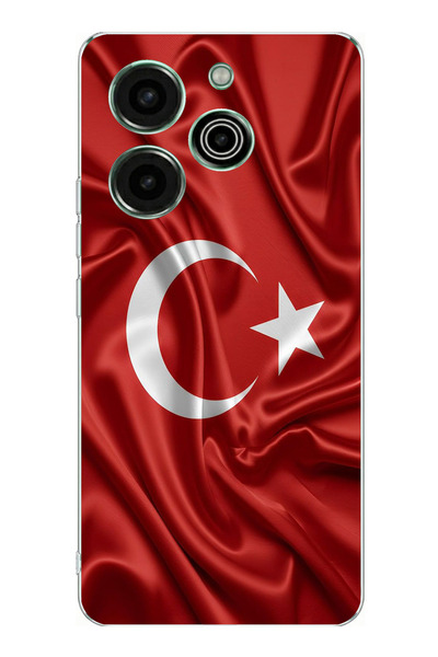 TechTree حافظة سيليكون متوافقة مع علم تركيا مطبوع لهاتف Tecno Pova 6 Pro