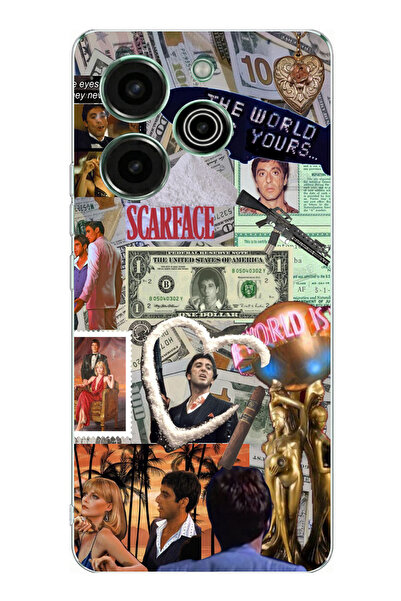 TechTree حافظة سيليكون مطبوع متوافقة مع تصميم سكارفيس كولاج من تكنو بوفا 6 برو