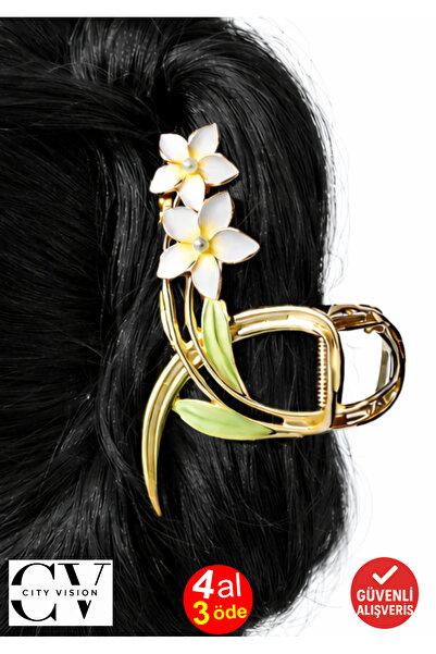 cityvision Double Lotus Flower Yellow Color Metal Hairpin 11 cm - Stylish and...