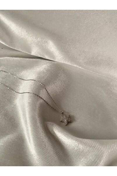 Ezremu Store Taşlı Yıldız Figürlü Silver Çelik Kolye