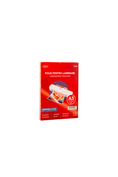 Daco Folie pentru laminare A5 FO580, 80 microni, lucioasă, 100 bucăți, lamina...