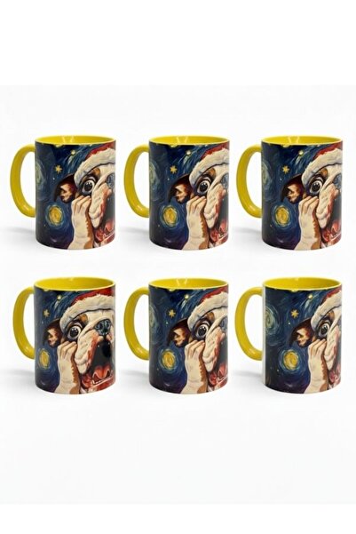 Perodia 6 قطع من أكواب بورسلين بتصميم الكلب سعة 300 مل، قابلة للغسل في الغسالة