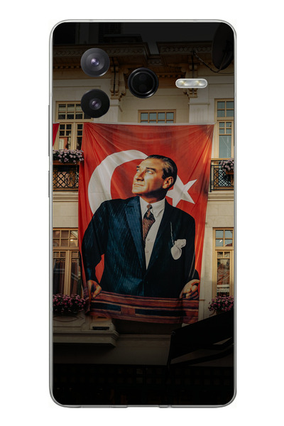 TechTree Poco F7 Pro Compatible Giant Flag Detailed Ataturk Printed Silicone ...