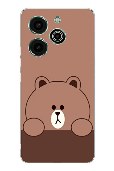 TechTree حافظة سيليكون مطبوع متوافقة مع تصميم الدب البني من تكنو بوفا 6 برو