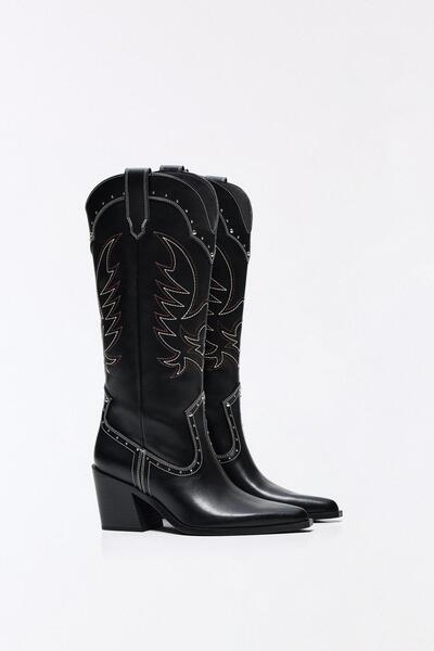 Bershka Çıtçıtlı kovboy topuklu bot