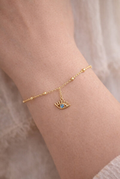 tutu tasarım alaçatı Gold Color Evil Eye Figured Bracelet – Minimal Beaded, E...