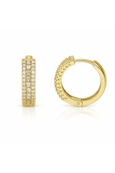 Tesbihane Women's Xuping Steel Earrings - 3 Row Design - White Zircon Stone -...