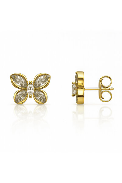 Tesbihane Children's Xuping Steel Earrings - Butterfly Design - White Zircon ...