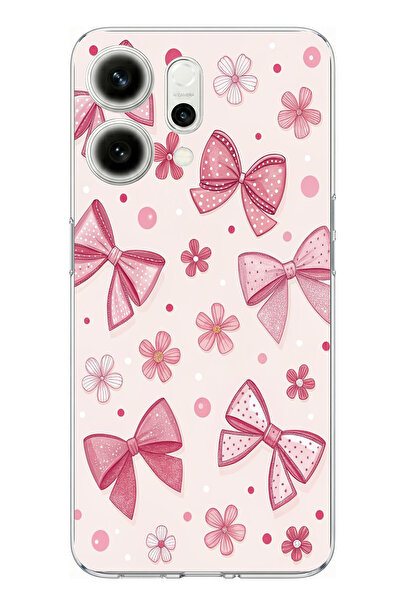 TechTree Oppo Reno 14 5g Compatible Pink Bow, Flower and Polka Dot Printed Si...
