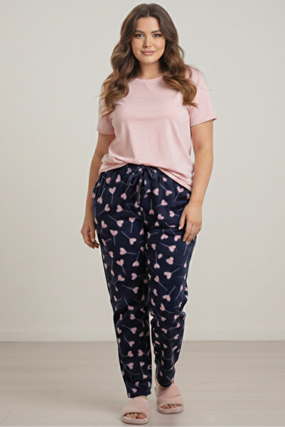 CNG MODA بيجامة صوفية منقوشة بمقاس كبير