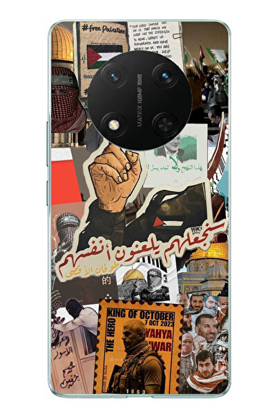 TechTree حافظة سيليكون متوافقة مع هاتف Honor X9C من فلسطين فريديوم مطبوع