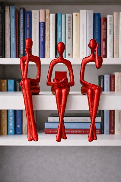 ersu store 21cm İskandinav Tarz Dekoratif 3 Adet Soyut Düşünen Heykel Biblo E...
