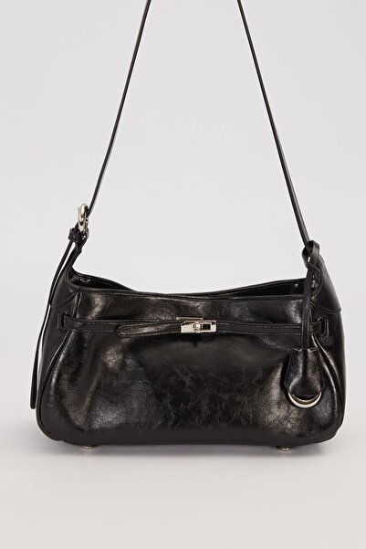 Levidor Black Metal Lock Closure Shoulder Bag