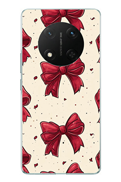 TechTree حافظة سيليكون متوافقة مع Honor X9C Big Red Bows مطبوع