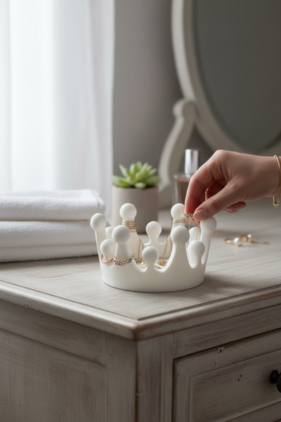 KUKO DESIGN Taç Tasarımlı Minimalist Takı Standı |Dekoratif Küpe Yüzük Organi...