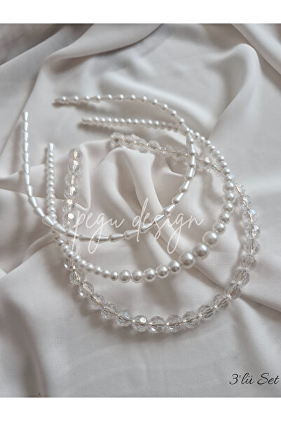 pegu baby collection Set of 3 Rowed Pearl Crown, Bride, Invitation, Celebrati...