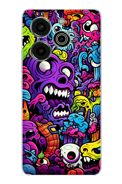 TechTree Tecno Pova 6 Pro Compatible Psychedelic Colored Monsters Printed Sil...