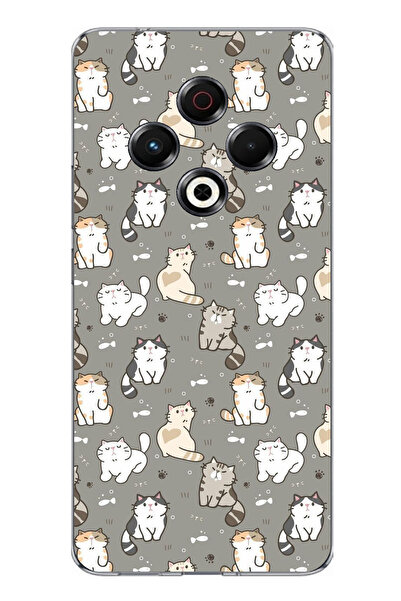 TechTree حافظة سيليكون متوافقة مع هاتف Tecno Spark 30 Little Cute Cats مطبوع