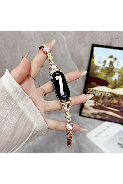 Alstrap Xiaomi Mi Band 10/9/8 Compatible Stone Clover Pattern Metal Cord