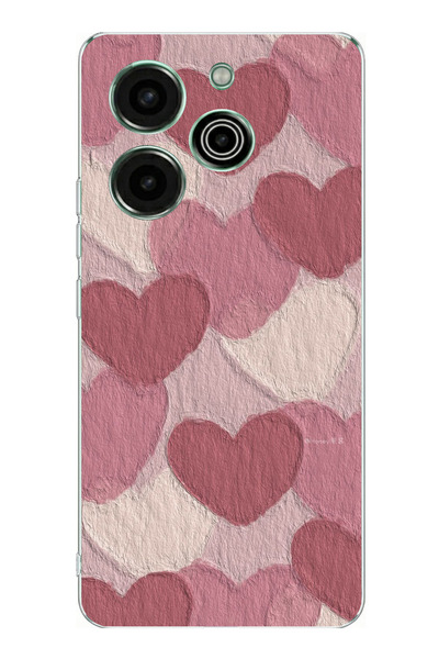 TechTree Printed Silicone Case with Dusty Pastel Rose and Pink Heart Compatib...