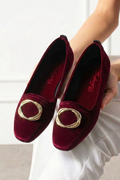 FUGA MODA Livena Burgundy Buckled Velvet Textured Elegant Engagement Dowry Ba...