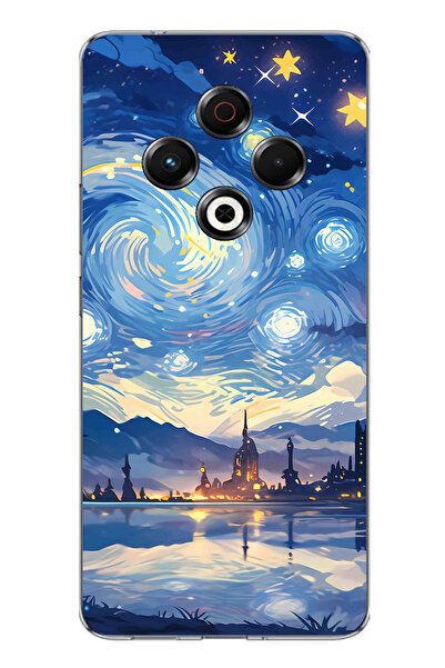 TechTree حافظة سيليكون متوافقة مع هاتف Tecno Spark 30 بتصميم السماء المرصعة ب...