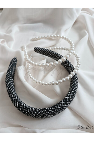 pegu baby collection طقم من 3 قطع من تاج اللؤلؤ المبطن بالإسفنج والمتسلسل، لل...