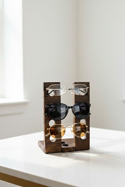 HOME ALL Handmade Wooden Glasses Organizer |   4 Compartment Glasses Stand