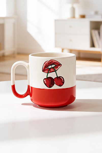 BB TRADE Ceramic Printed Pro Mug with Cherry Pattern Design 330ml