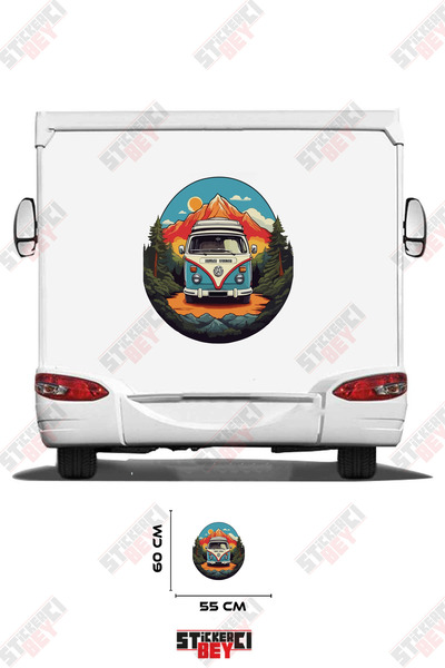 STİCKERCI BEY Camper Traveling through the Forest Visual Camper Sticker Decal