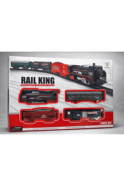 OEM Tren electric cu șine și 3 vagoane, Rail King, set de tren cu locomotivă,...