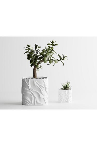 Sani Ghiveci decorativ Sani, Zephyra, mediu 90 x 90 x 87 mm, Alb Mat