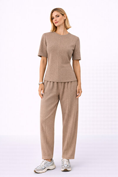 Paw Garage بلوزة نسائية من قماش سالونيك وبنطلون بالون - طقم علوي وسفلي