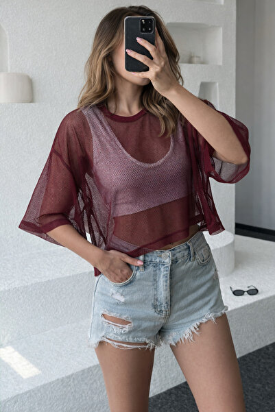 Moda Hour Women's Mesh Oversized Crop