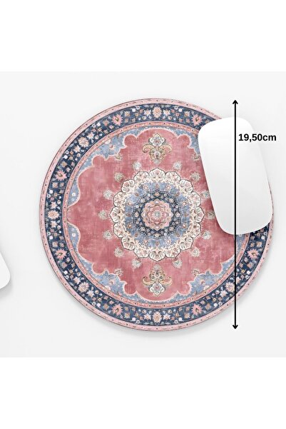 riyaz Halı Desenli 14 Yuvarlak Mousepad, Mouse Pad, Çap: 19,50 cm