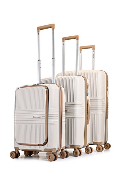 Pierre Cardin Ultra Hafif Polipropilen Laptop Bölmeli Kırılmaz 3 Lü Valiz Seti