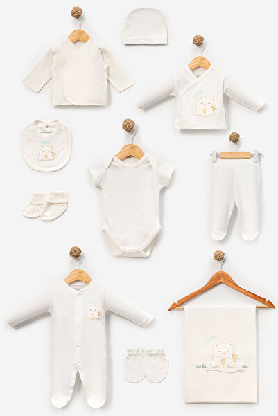 Bebitof Cute Cat Patterned 10 Piece Boxed Newborn Hospital Outfit Set