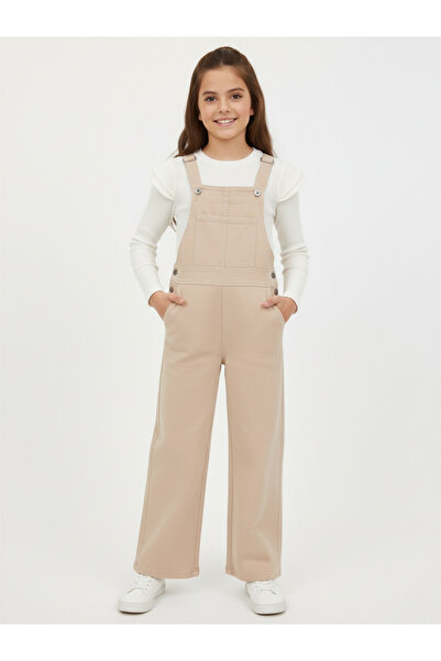 Giyinse Lura Girl's Badi and Salopet Set Beige