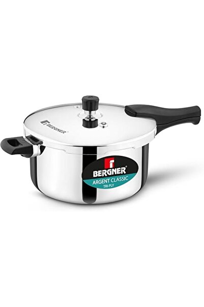 Bergner Argent Classic 6.5L Triply Stainless Steel Pressure Cooker Pan Outer ...