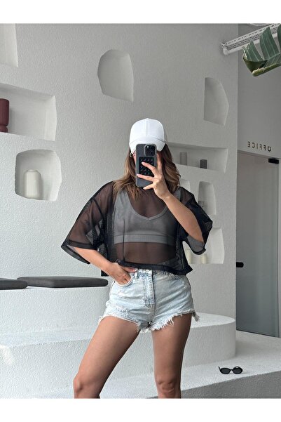 Moda Hour Women's Mesh Oversized Crop