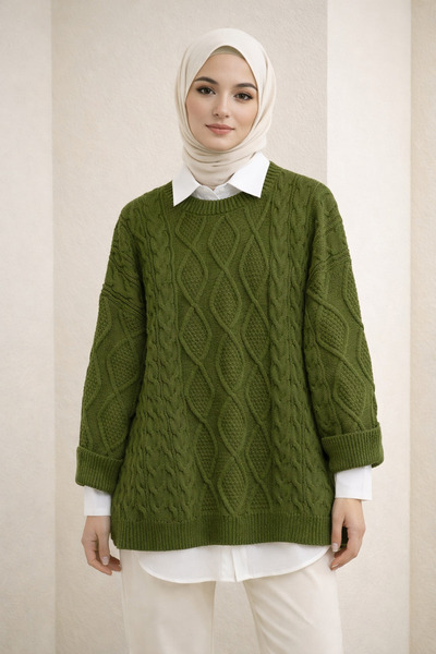 Kirazgym Honeycomb Textured Casual Knit Sweater – Pistachio Green