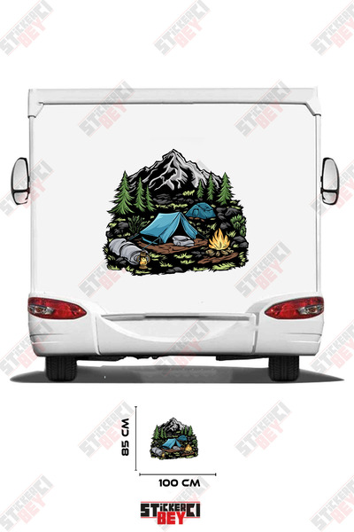 STİCKERCI BEY Camping between Mountains and Forests Visual Caravan Sticker Decal
