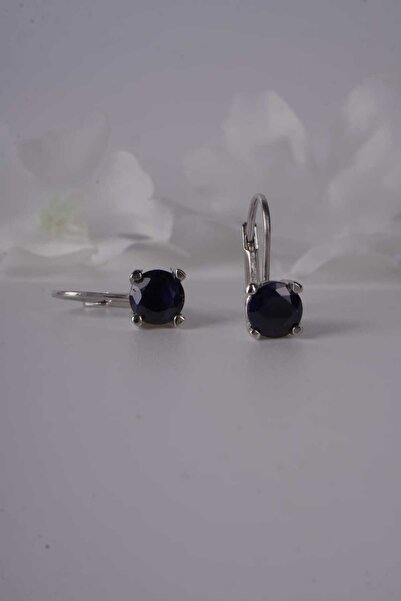 Aksesuaring Naturel Safir Taşlı Gümüş Küpe