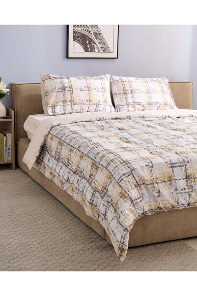 REDTAG Mustard 4 Piece Printed Comforter Set (Double Size)