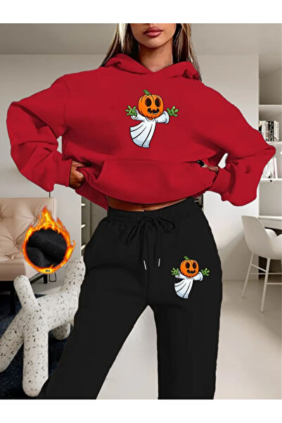 ELAN WEAR Printed Tracksuit Set Sweatshirt Jogger - Oversized Fleece-Lined Ho...