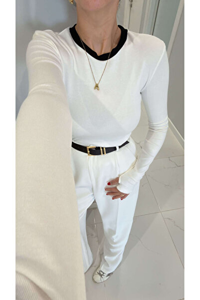 BİRCANÇİL Zr Donrea Ecru Collar Piped Finger Blouse