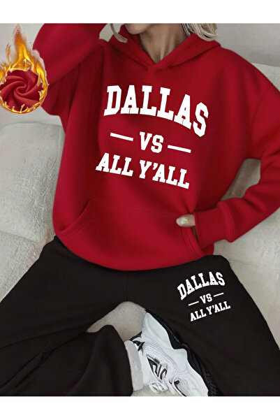 ELAN WEAR Dallas printed Hooded tracksuit set - Hooded sweatshirt top and bot...