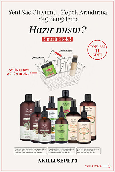 True Bee AKILLI SAÇ SEPETİ 1 | Oluşumu , Kepek Arındırma , Yağ Dengeleme Seti