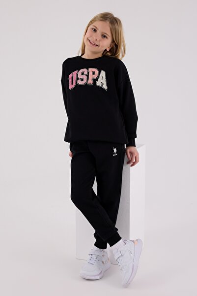 U.S. Polo Assn. طقم رياضي بناتي أسود