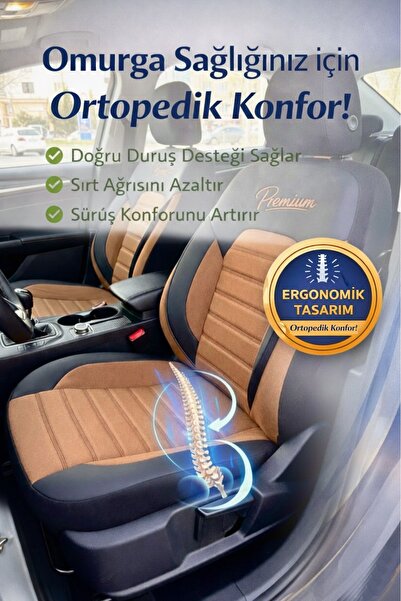 GM-DESIGN Premium Serisi Lüks Keten Oto Koltuk Kılıfı - 5 Koltuk Tam Set